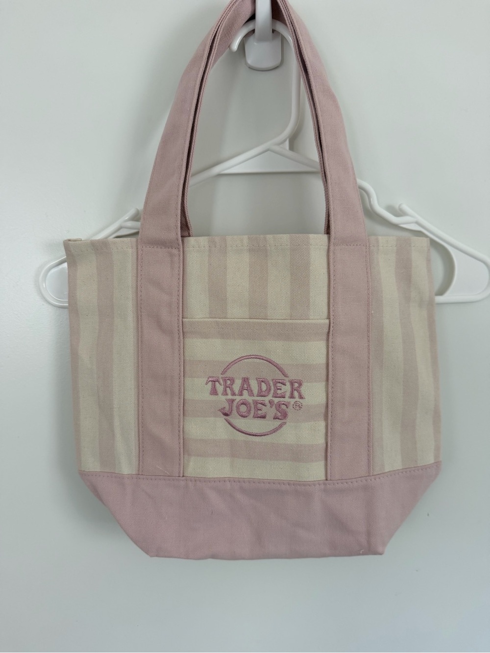 Trader Joe’s New Pink Stripe Canvas mini  Tote Bag